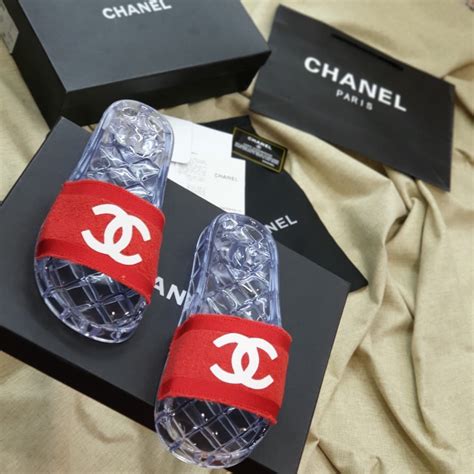 chanel clear jelly slides|chanel quilted wedges.